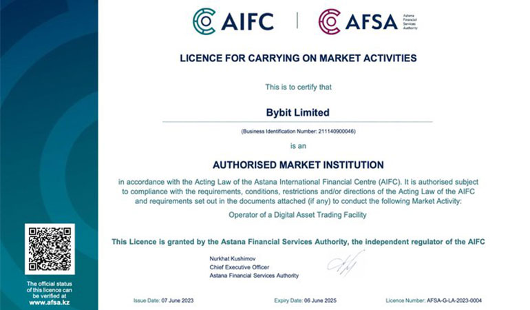 Bybit’e AFSA’dan Yeni lisans