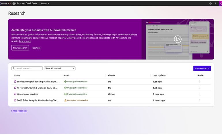 Amazon Web Services, Amazon Quick Suite ile İş Yapış Biçimlerini Dönüştürüyor